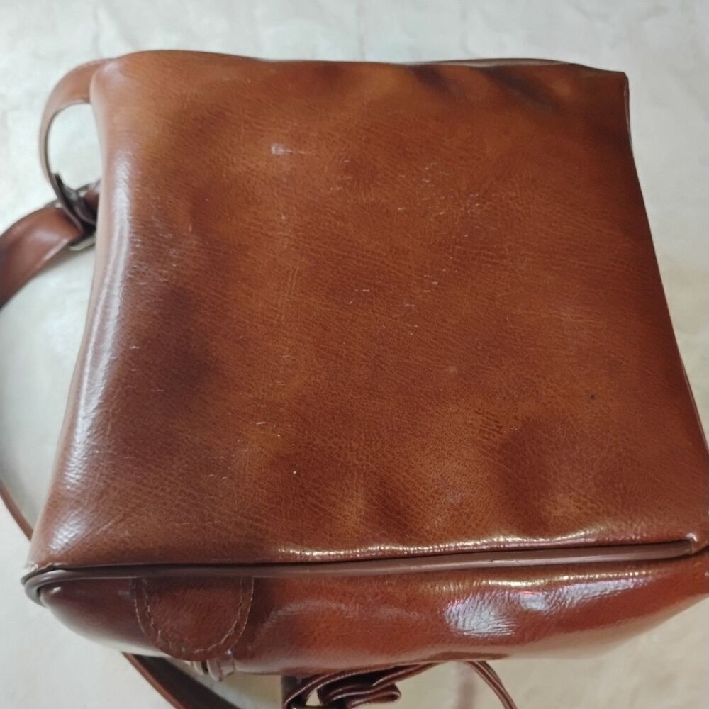 Vintage Brown Faux Leather Camera Bag Crossbody Case Taiwan 70s Gear Travel 9x9 - Picture 8 of 16